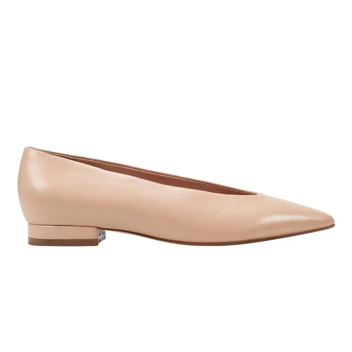 Women Marc Fisher Loafers and Flats Gunner Pointed Toe Flat Natural Leather