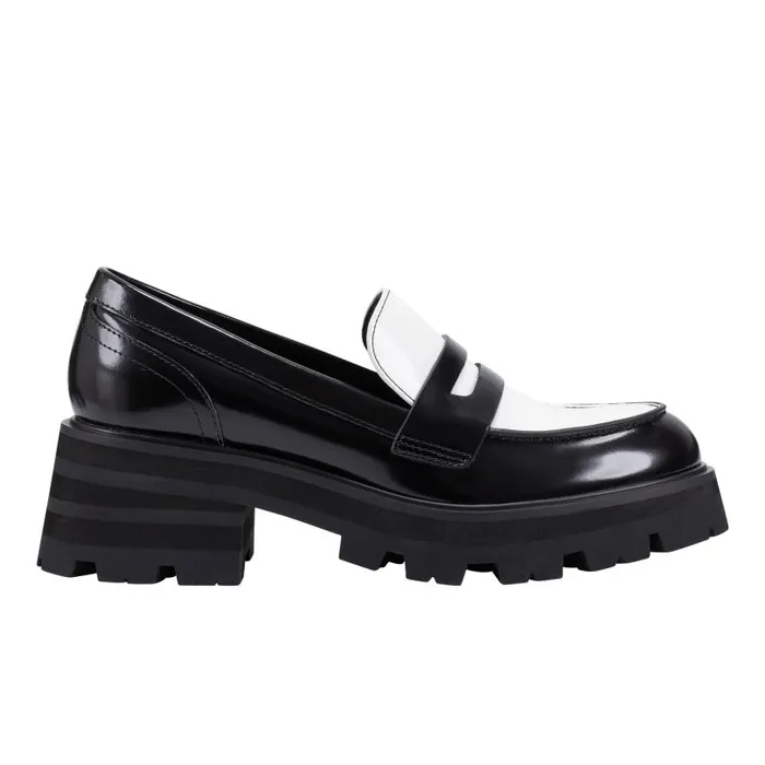 Women Marc Fisher Loafers and Flats Latika Lug Sole Loafer Black And White