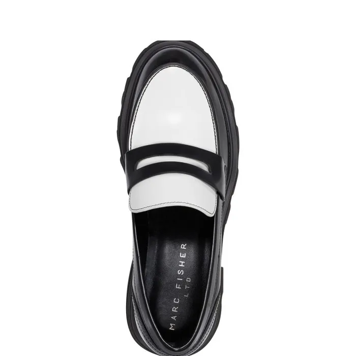 Women Marc Fisher Loafers and Flats Latika Lug Sole Loafer Black And White