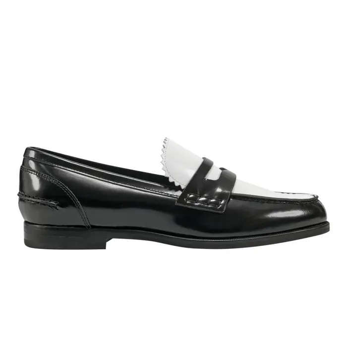 Women Marc Fisher Loafers and Flats Milton Loafer Blackwhite Leather