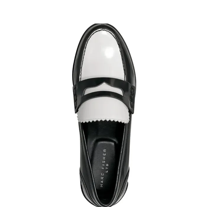 Women Marc Fisher Loafers and Flats Milton Loafer Blackwhite Leather