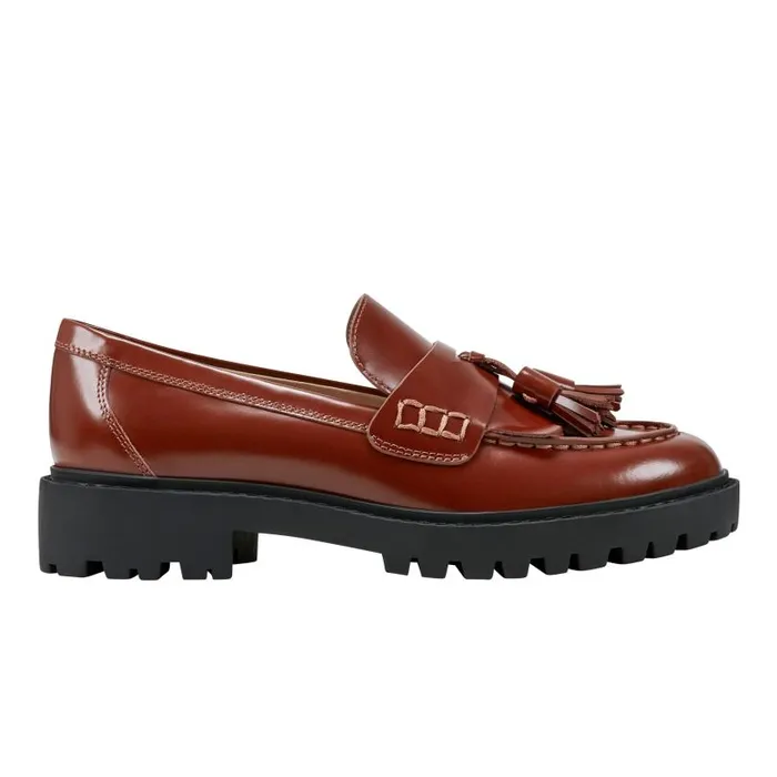Women Marc Fisher Loafers and Flats Ozzie Tassle Loafer Brown Leather