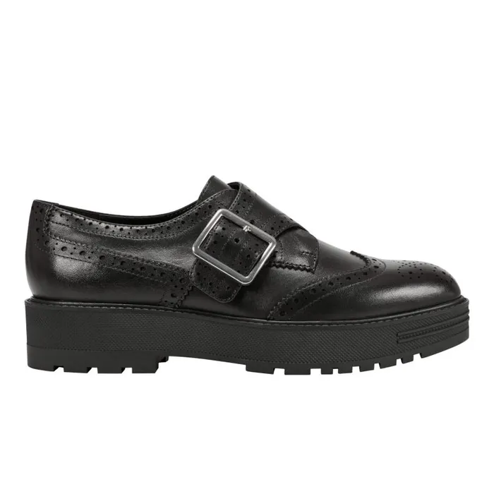 Women Marc Fisher Loafers and Flats Remona Monk Strap Loafer Black Leather