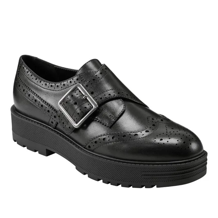 Women Marc Fisher Loafers and Flats Remona Monk Strap Loafer Black Leather