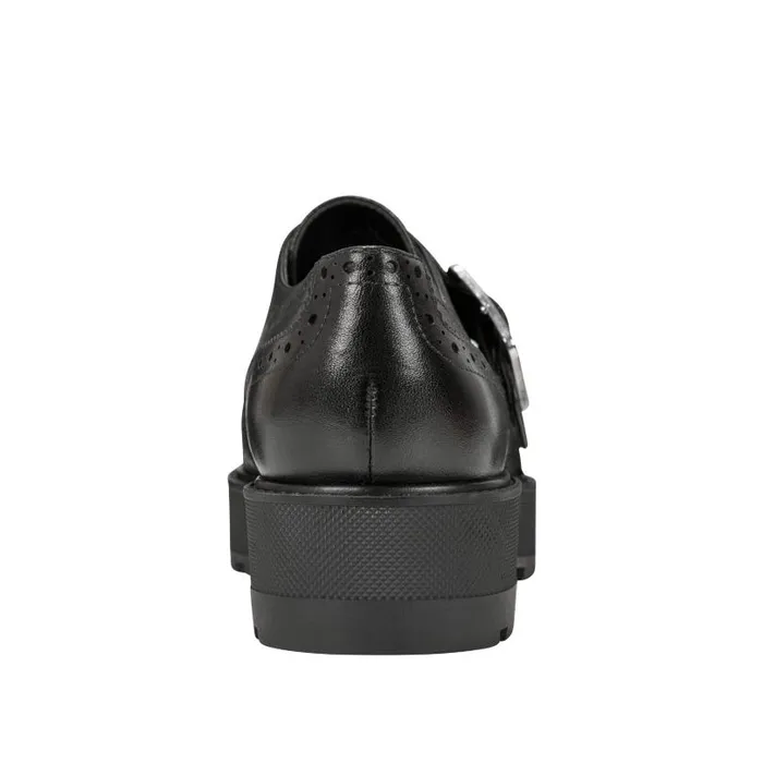 Women Marc Fisher Loafers and Flats Remona Monk Strap Loafer Black Leather