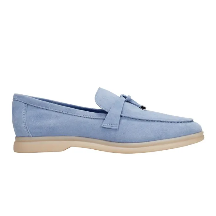 Women Marc Fisher Loafers and Flats Yanelli Casual Loafer Light Blue Suede