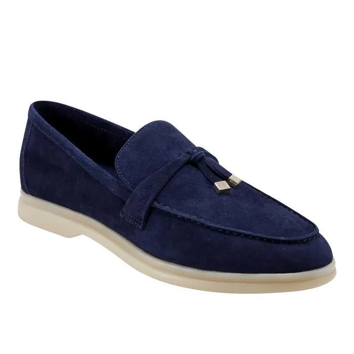 Women Marc Fisher Loafers and Flats Yanelli Casual Loafer Navy Suede