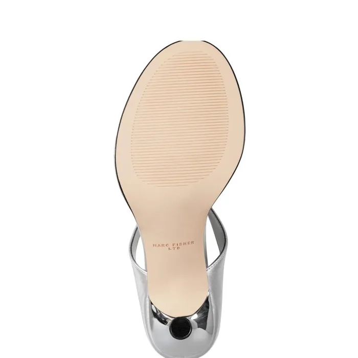Women Marc Fisher Mules and Slides Alonde Heeled Slide Sandal Silver