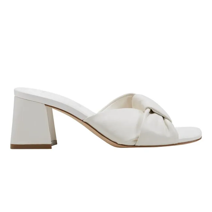 Women Marc Fisher Mules and Slides Calia Block Heel Sandal Ivory