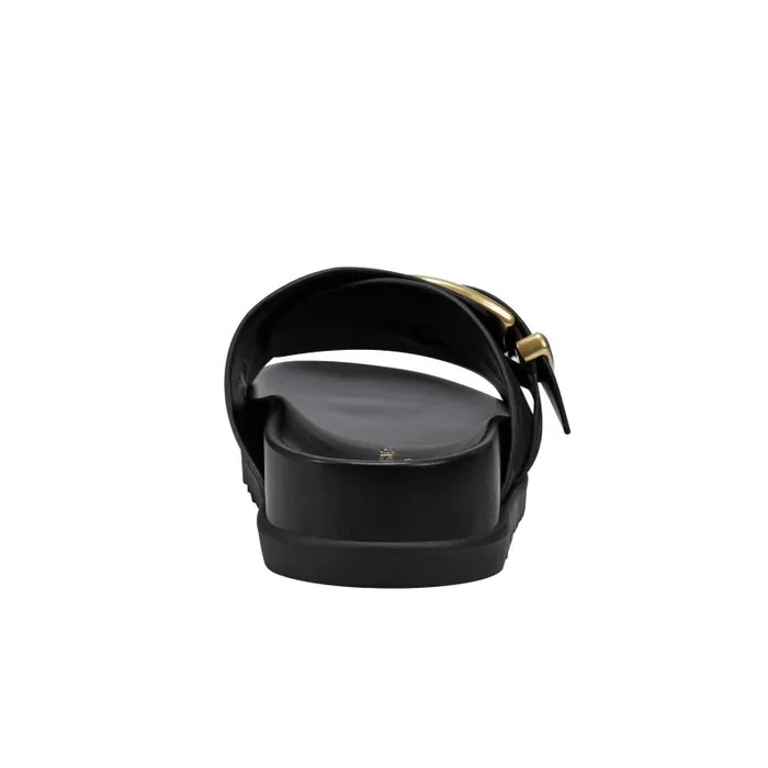 Women Marc Fisher Mules and Slides Hattie Footbed Slide Sandal Black