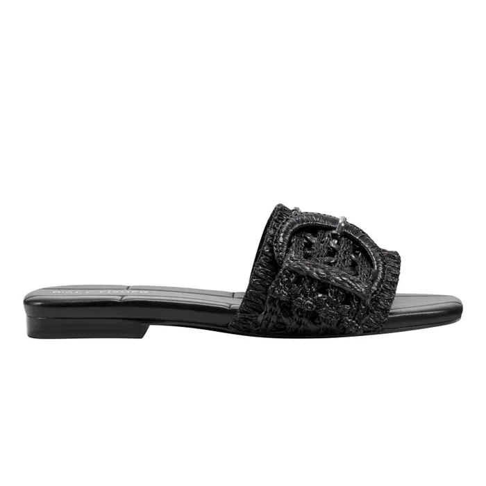 Women Marc Fisher Mules and Slides Loree Flat Slide Sandal Black