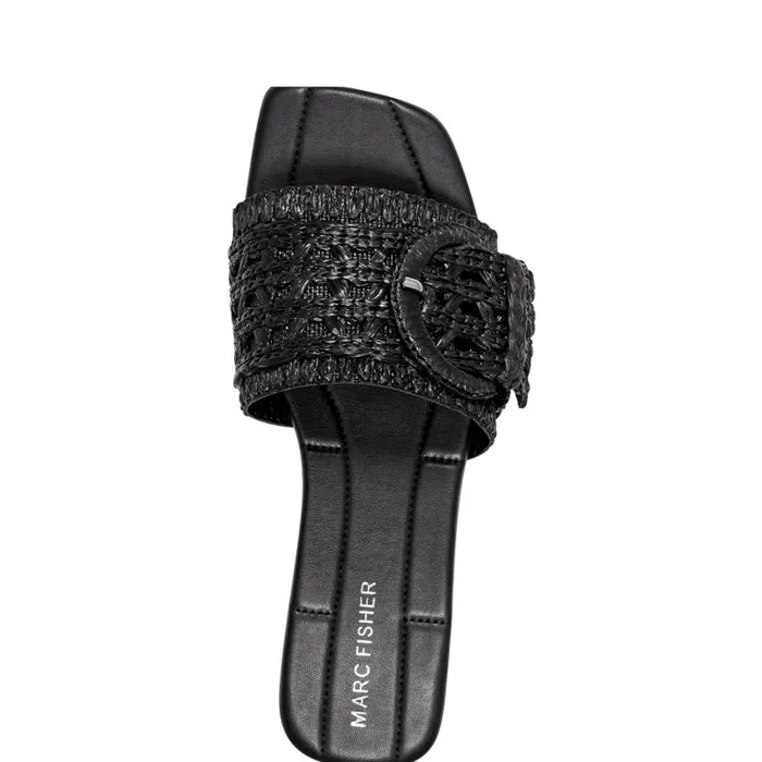 Women Marc Fisher Mules and Slides Loree Flat Slide Sandal Black
