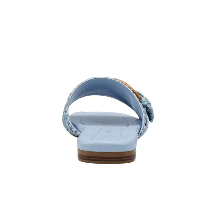 Women Marc Fisher Mules and Slides Loree Flat Slide Sandal Light Blue