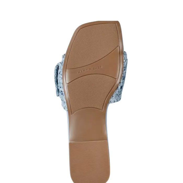 Women Marc Fisher Mules and Slides Loree Flat Slide Sandal Light Blue