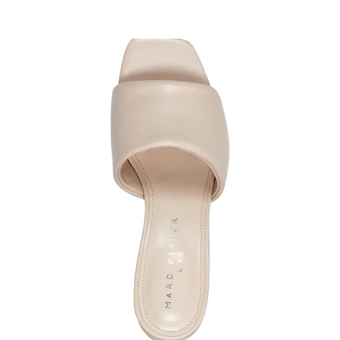 Women Marc Fisher Mules and Slides Nombra Block Heel Slide Sandal Light Natural
