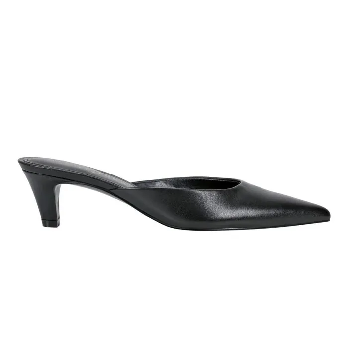 Women Marc Fisher Mules and Slides Rosa Heeled Mule Black Leather