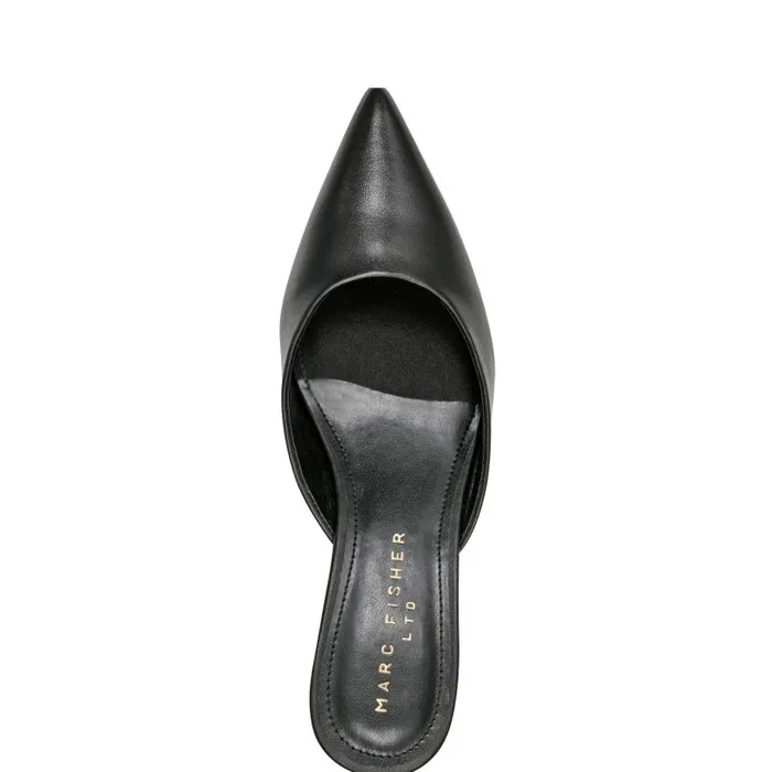Women Marc Fisher Mules and Slides Rosa Heeled Mule Black Leather