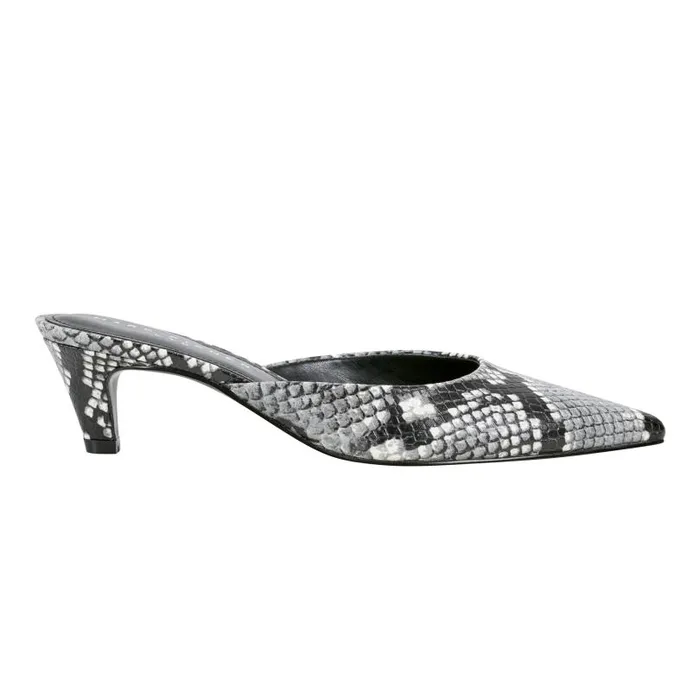 Women Marc Fisher Mules and Slides Rosa Heeled Mule Snake Print