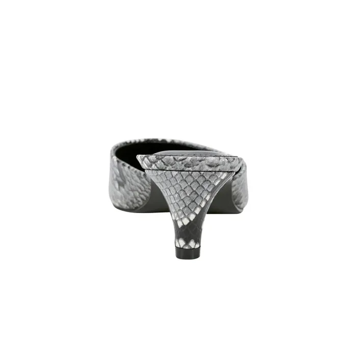 Women Marc Fisher Mules and Slides Rosa Heeled Mule Snake Print