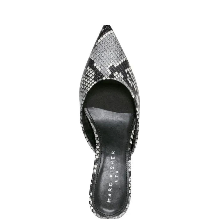 Women Marc Fisher Mules and Slides Rosa Heeled Mule Snake Print