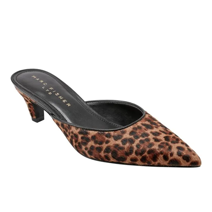Women Marc Fisher Mules and Slides Rosaly Heeled Mule Leopard