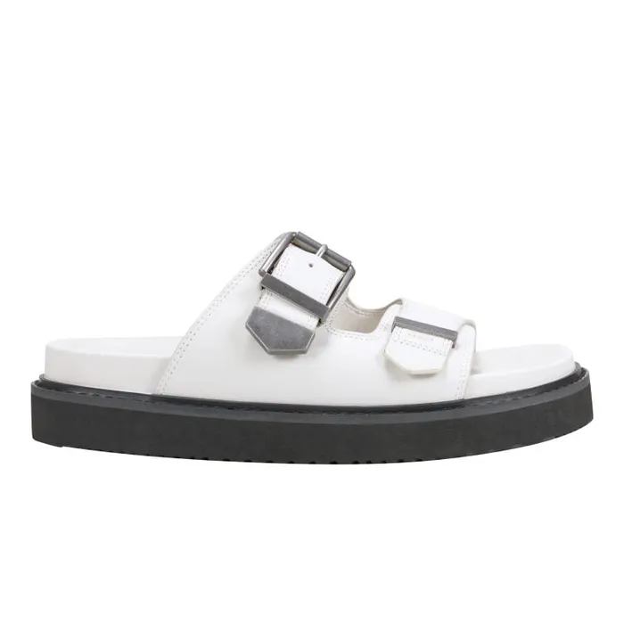 Women Marc Fisher Sandals Amirra Buckle Slide Sandal Chic Cream Leather