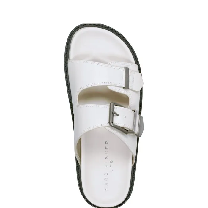 Women Marc Fisher Sandals Amirra Buckle Slide Sandal Chic Cream Leather