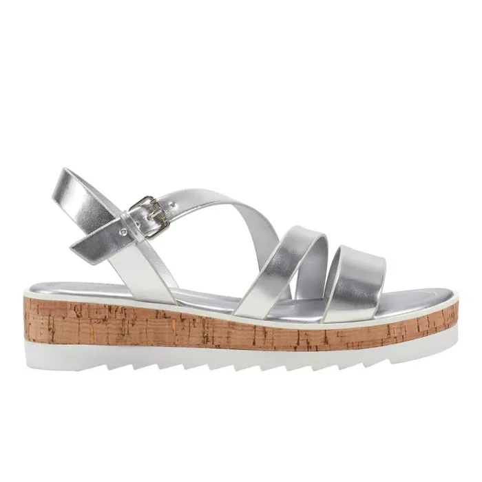 Women Marc Fisher Sandals Goget Strappy Casual Sandal Silver