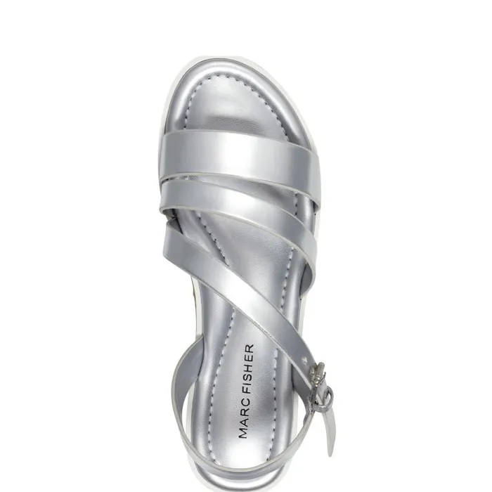 Women Marc Fisher Sandals Goget Strappy Casual Sandal Silver