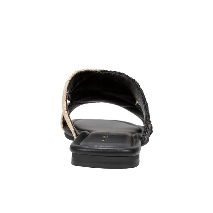 Women Marc Fisher Sandals Navie Flat Sandal Black Raffia