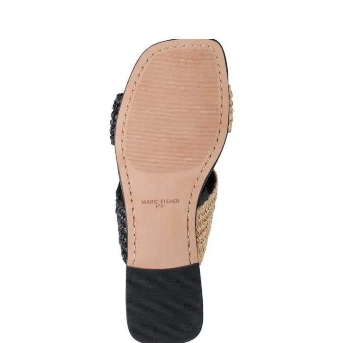 Women Marc Fisher Sandals Navie Flat Sandal Black Raffia