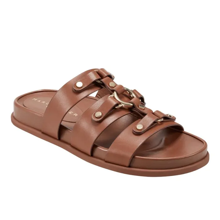 Women Marc Fisher Sandals Verity Flat Footbed Sandal Brown