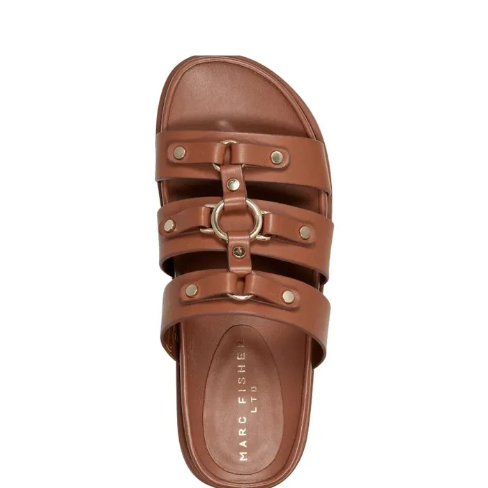Women Marc Fisher Sandals Verity Flat Footbed Sandal Brown