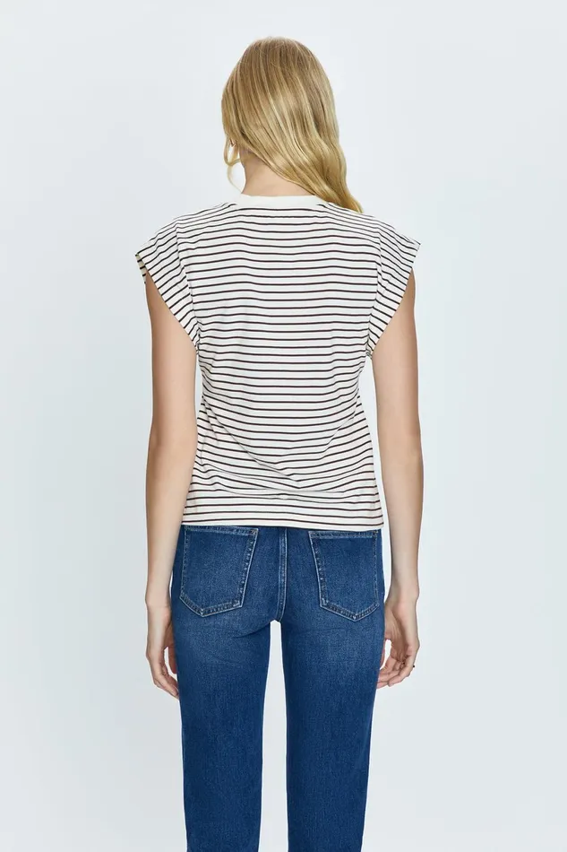 Women Marina Tee 8211 Chestnut Stripe Pistola Denim Tees and Tanks