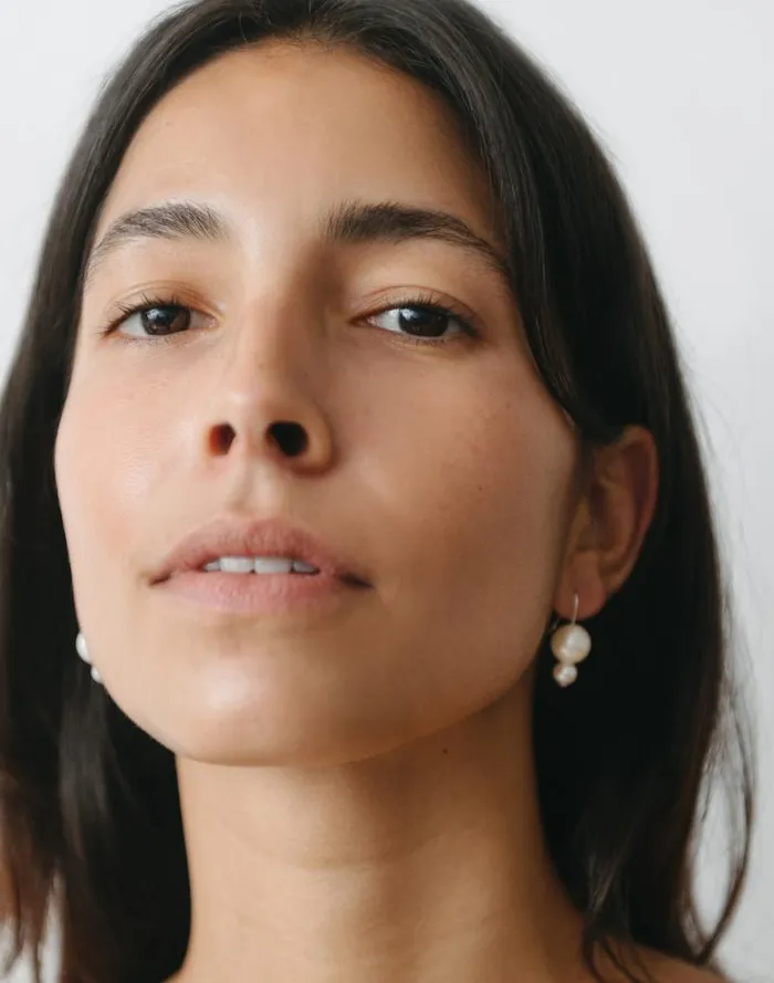 Women Maslo Jewelry Double Orb Pearl Earrings Silver Madewell Jewelry