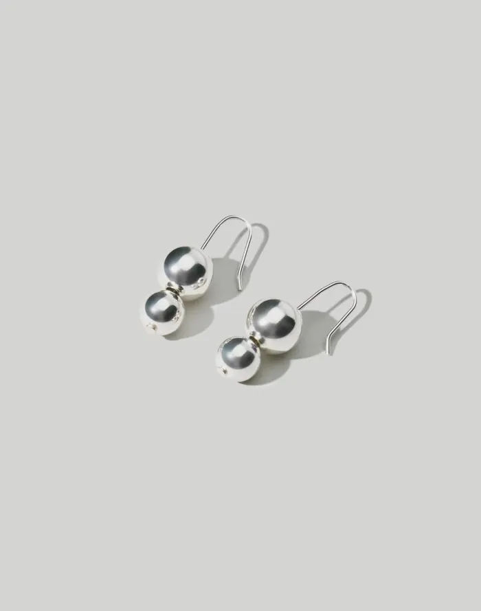 Women Maslo Jewelry Double Orb Silver Earrings Silver Madewell Jewelry