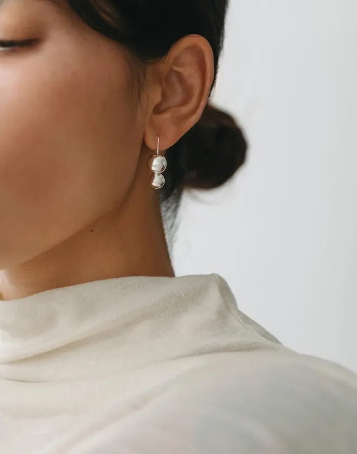 Women Maslo Jewelry Double Orb Silver Earrings Silver Madewell Jewelry