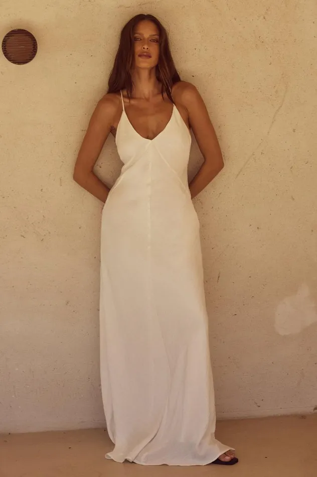 Women Maxi Dresses Runaway The Label AIDANA MAXI DRESS White