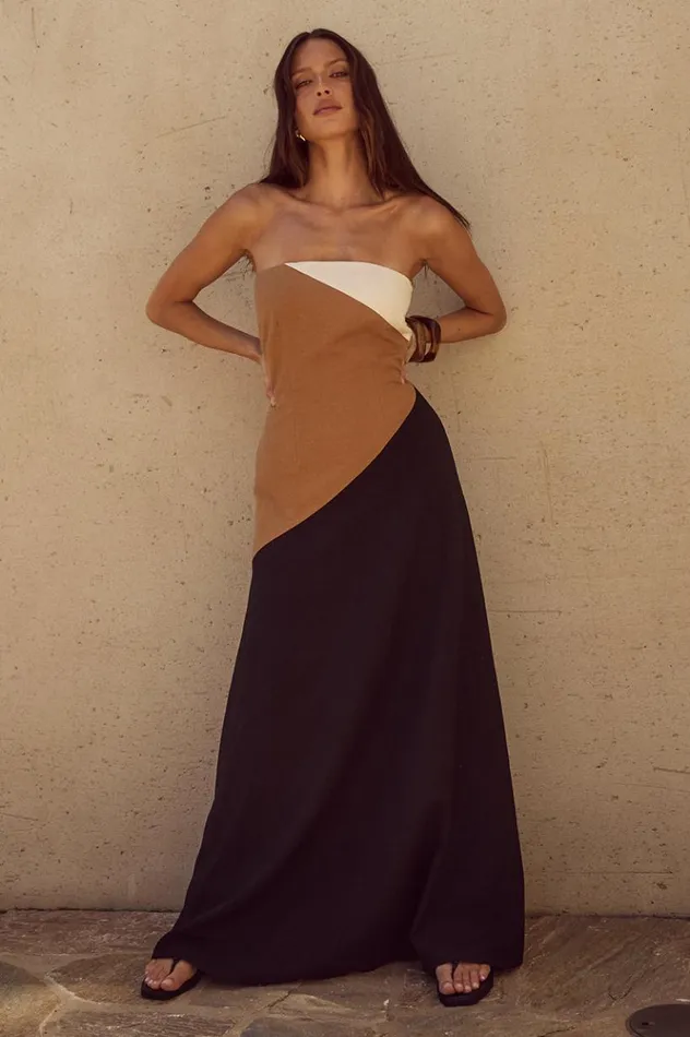 Women Maxi Dresses Runaway The Label CALISSA MAXI DRESS Caramel Multi