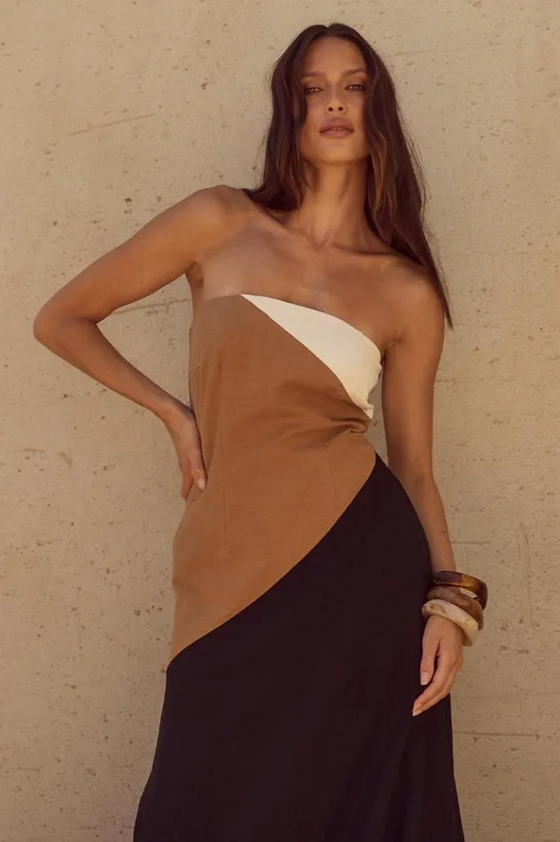 Women Maxi Dresses Runaway The Label CALISSA MAXI DRESS Caramel Multi