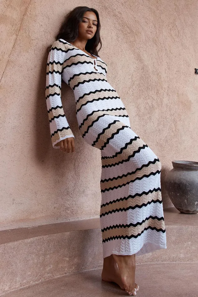 Women Maxi Dresses Runaway The Label CAPRICE MAXI DRESS Sand Combo