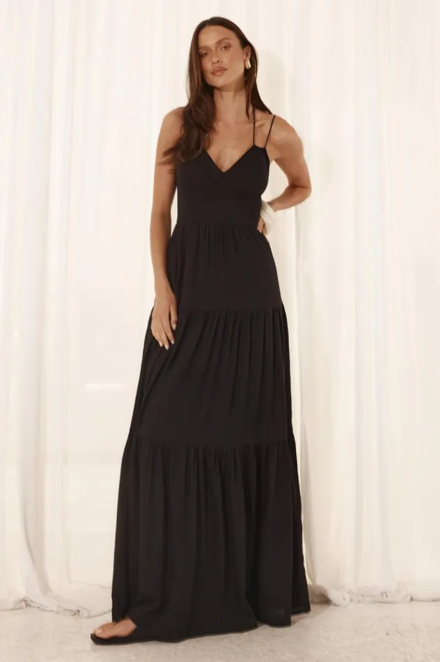 Women Maxi Dresses Runaway The Label CHIARA MAXI DRESS Black