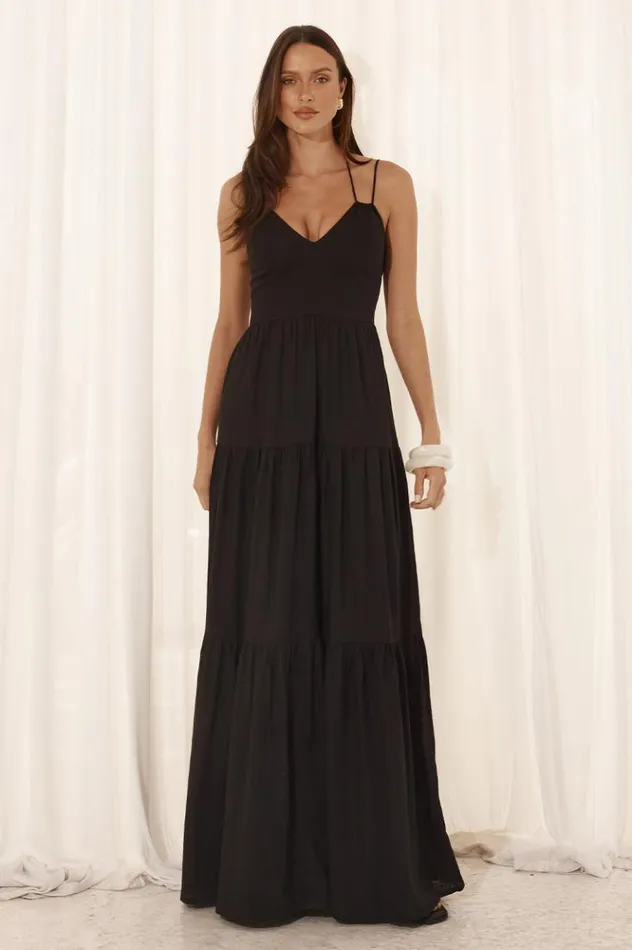 Women Maxi Dresses Runaway The Label CHIARA MAXI DRESS Black