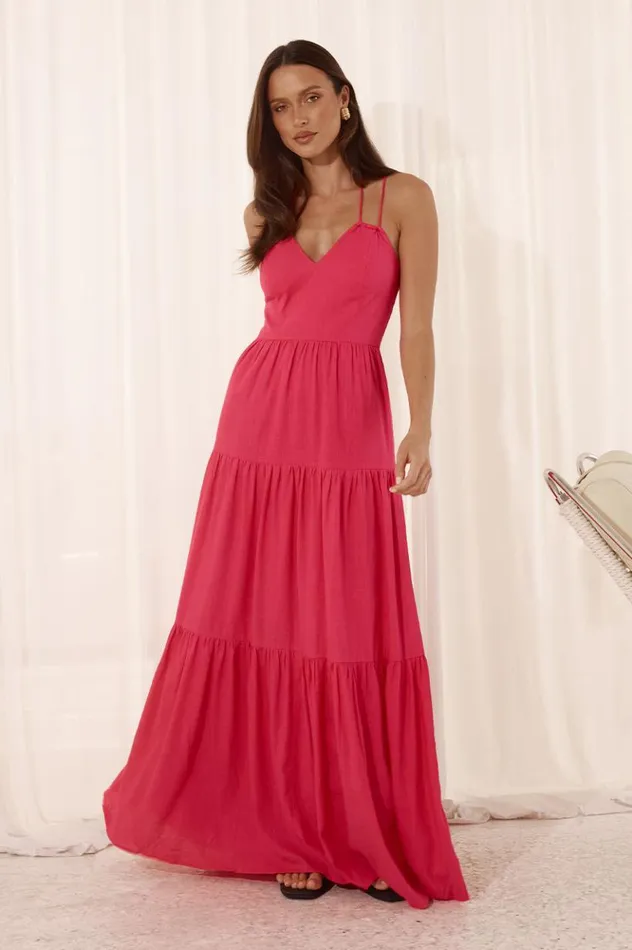 Women Maxi Dresses Runaway The Label CHIARA MAXI DRESS Hot Pink