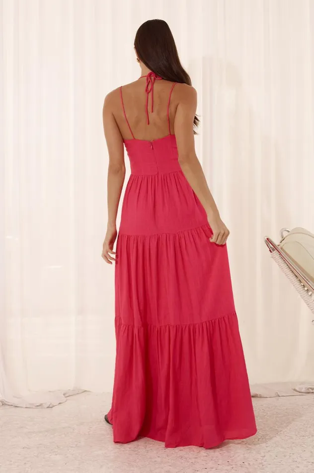 Women Maxi Dresses Runaway The Label CHIARA MAXI DRESS Hot Pink