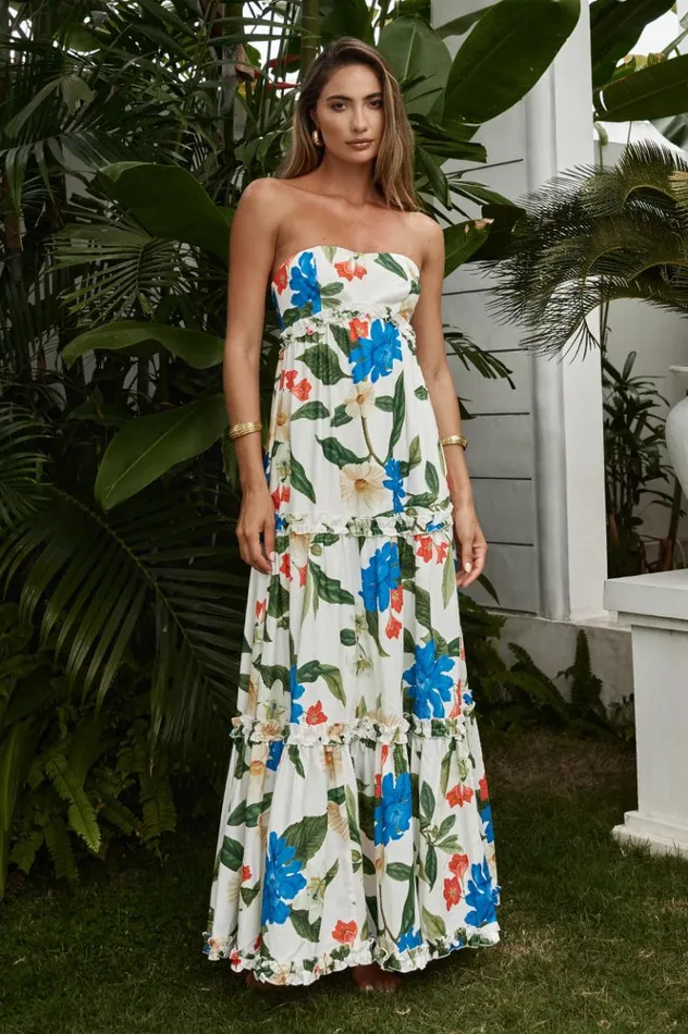 Women Maxi Dresses Runaway The Label DARIA MAXI DRESS White Floral