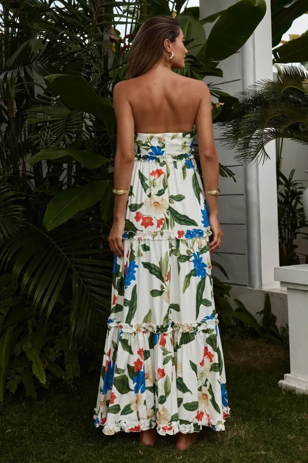Women Maxi Dresses Runaway The Label DARIA MAXI DRESS White Floral