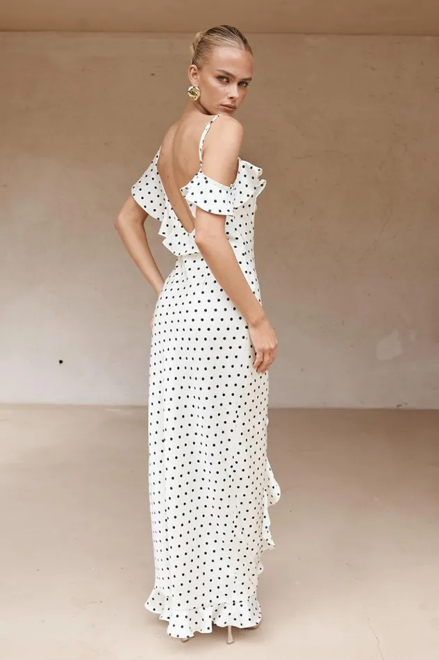 Women Maxi Dresses Runaway The Label KARLITA MAXI DRESS White Polka