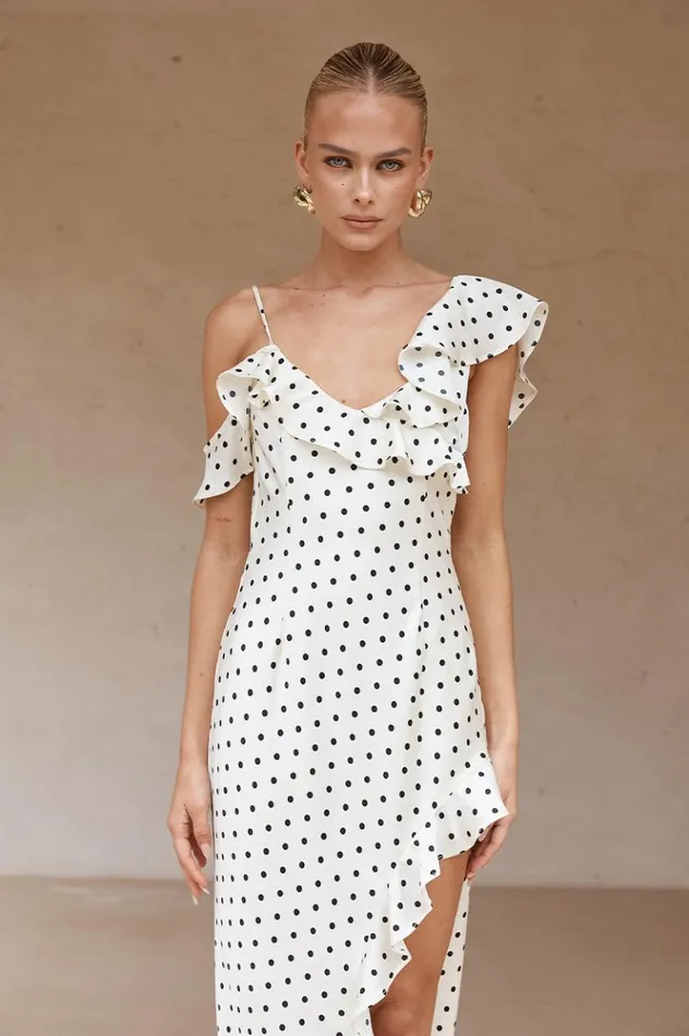 Women Maxi Dresses Runaway The Label KARLITA MAXI DRESS White Polka