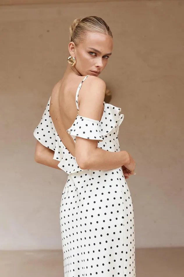 Women Maxi Dresses Runaway The Label KARLITA MAXI DRESS White Polka